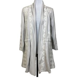 Sundance Cloud Song Duster Cardigan Size S Embroidered Cross Stitch